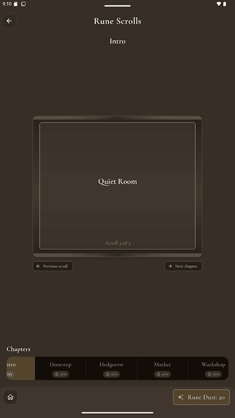 Twilight Runes — settings and about screen